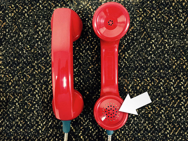 Red Handset with Blue Dot